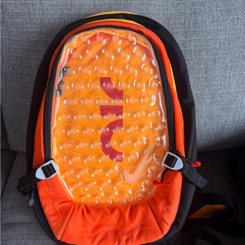 Nike Orange and Black Backpack with Clear Panel